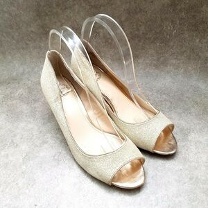 I. Miller Womens  024-4210 Sz 8 M Gold Open Toe 2.5" Heels
